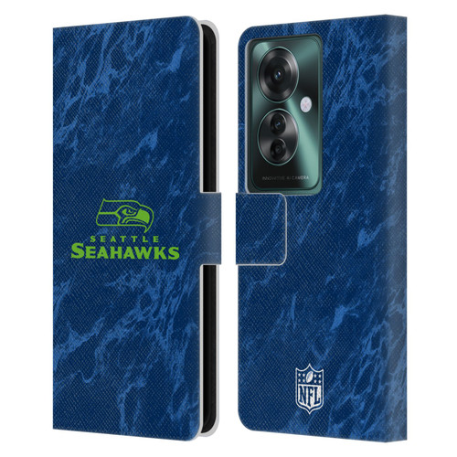 NFL Seattle Seahawks Graphics Coloured Marble Leather Book Wallet Case Cover For OPPO Reno11 F 5G / F25 Pro 5G