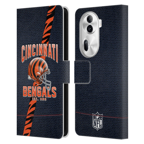 NFL Cincinnati Bengals Logo Art Football Stripes Leather Book Wallet Case Cover For OPPO Reno11
