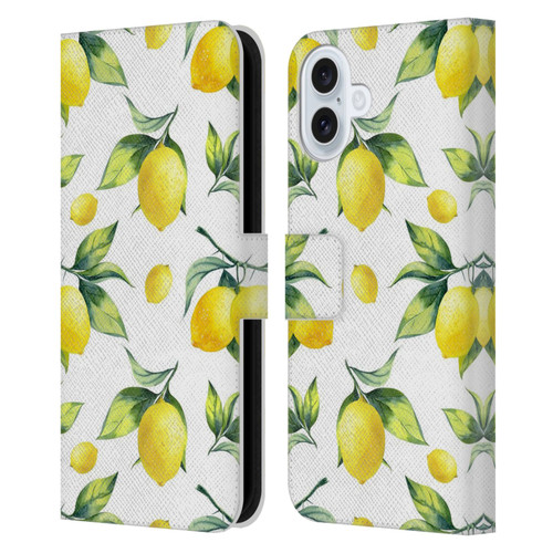 Haroulita Fruits White Lemons Leather Book Wallet Case Cover For Apple iPhone 16 Plus