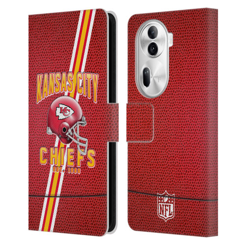 NFL Kansas City Chiefs Logo Art Football Stripes Leather Book Wallet Case Cover For OPPO Reno11