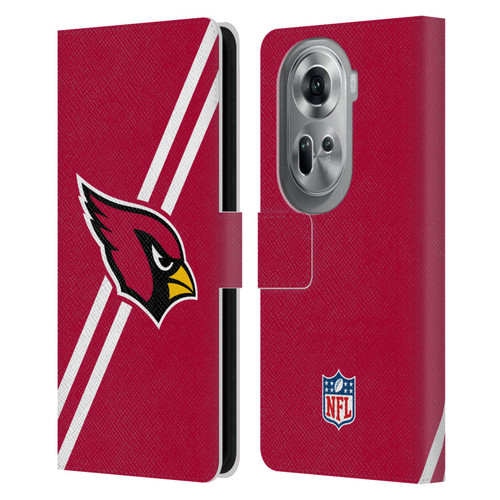 NFL Arizona Cardinals Logo Stripes Leather Book Wallet Case Cover For OPPO Reno11 Pro