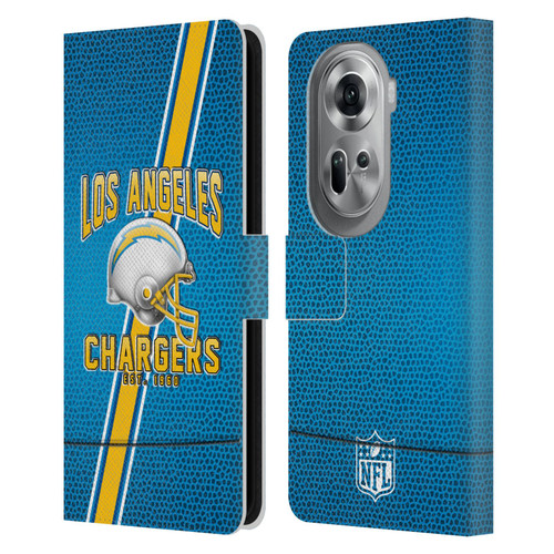 NFL Los Angeles Chargers Logo Art Football Stripes Leather Book Wallet Case Cover For OPPO Reno11 Pro