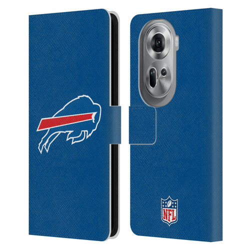 NFL Buffalo Bills Logo Plain Leather Book Wallet Case Cover For OPPO Reno11 Pro