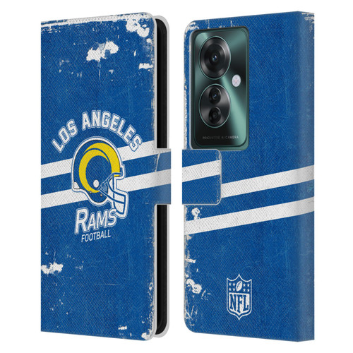 NFL Los Angeles Rams Logo Art Helmet Distressed Look 100th Leather Book Wallet Case Cover For OPPO Reno11 F 5G / F25 Pro 5G