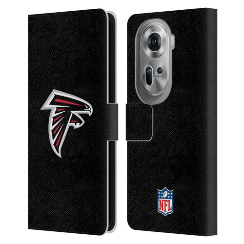 NFL Atlanta Falcons Logo Plain Leather Book Wallet Case Cover For OPPO Reno11 Pro