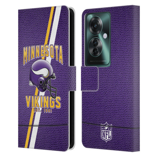 NFL Minnesota Vikings Logo Art Football Stripes Leather Book Wallet Case Cover For OPPO Reno11 F 5G / F25 Pro 5G