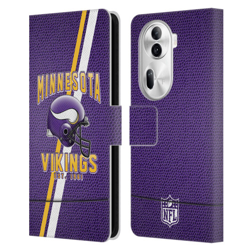 NFL Minnesota Vikings Logo Art Football Stripes Leather Book Wallet Case Cover For OPPO Reno11