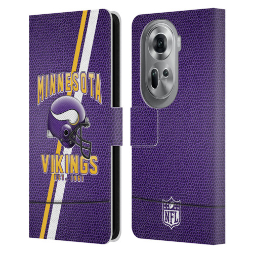 NFL Minnesota Vikings Logo Art Football Stripes Leather Book Wallet Case Cover For OPPO Reno11 Pro