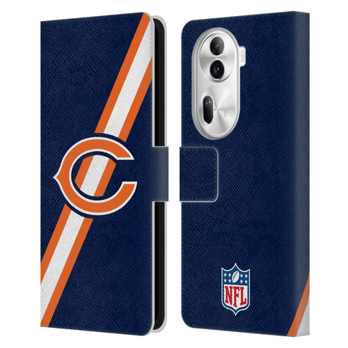 NFL Chicago Bears Logo Stripes Leather Book Wallet Case Cover For OPPO Reno11