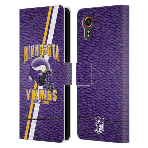 NFL Minnesota Vikings Logo Art Football Stripes Leather Book Wallet Case Cover For Samsung Galaxy Xcover7 5G