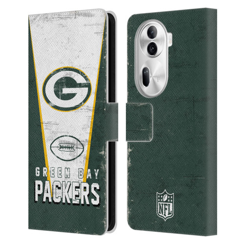 NFL Green Bay Packers Logo Art Banner Leather Book Wallet Case Cover For OPPO Reno11