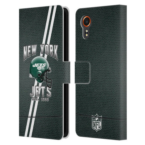NFL New York Jets Logo Art Football Stripes Leather Book Wallet Case Cover For Samsung Galaxy Xcover7 5G