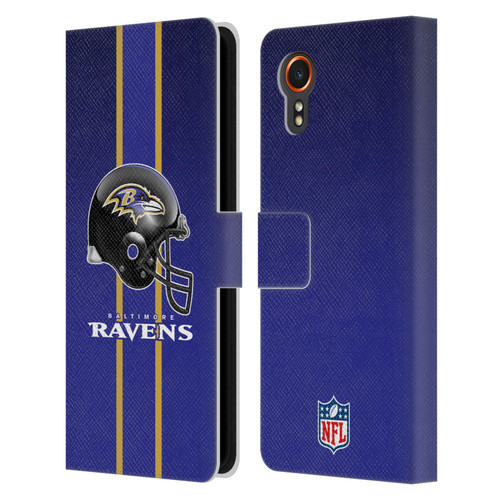 NFL Baltimore Ravens Logo Helmet Leather Book Wallet Case Cover For Samsung Galaxy Xcover7 5G