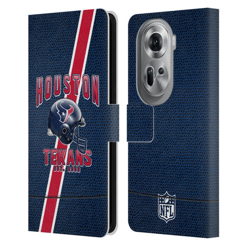 NFL Houston Texans Logo Art Football Stripes Leather Book Wallet Case Cover For OPPO Reno11 Pro