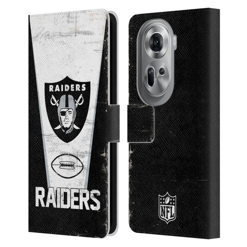 NFL Las Vegas Raiders Logo Art Banner 100th Leather Book Wallet Case Cover For OPPO Reno11 Pro