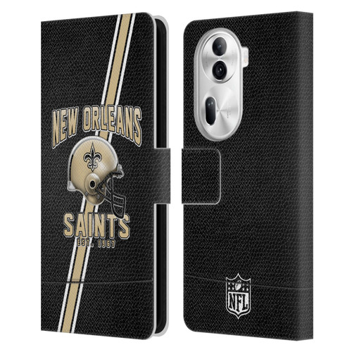 NFL New Orleans Saints Logo Art Football Stripes Leather Book Wallet Case Cover For OPPO Reno11