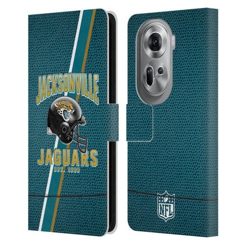 NFL Jacksonville Jaguars Logo Art Football Stripes Leather Book Wallet Case Cover For OPPO Reno11 Pro