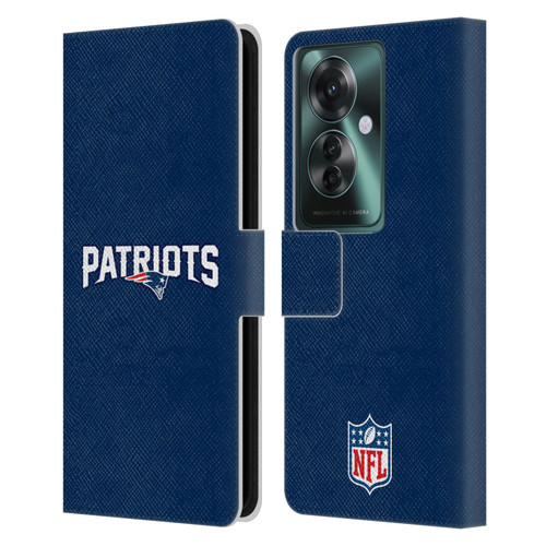 NFL New England Patriots Logo Plain Leather Book Wallet Case Cover For OPPO Reno11 F 5G / F25 Pro 5G