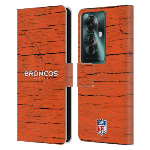 NFL Denver Broncos Logo Distressed Look Leather Book Wallet Case Cover For OPPO Reno11 F 5G / F25 Pro 5G