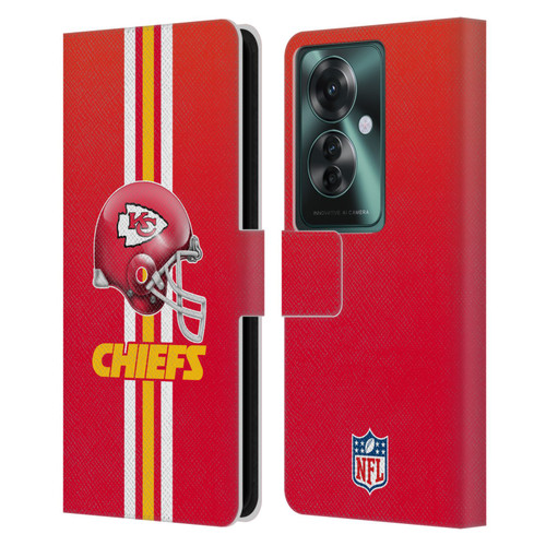 NFL Kansas City Chiefs Logo Helmet Leather Book Wallet Case Cover For OPPO Reno11 F 5G / F25 Pro 5G