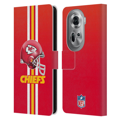 NFL Kansas City Chiefs Logo Helmet Leather Book Wallet Case Cover For OPPO Reno11 Pro