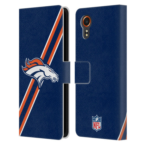 NFL Denver Broncos Logo Stripes Leather Book Wallet Case Cover For Samsung Galaxy Xcover7 5G