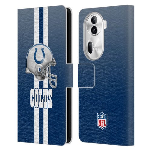 NFL Indianapolis Colts Logo Helmet Leather Book Wallet Case Cover For OPPO Reno11