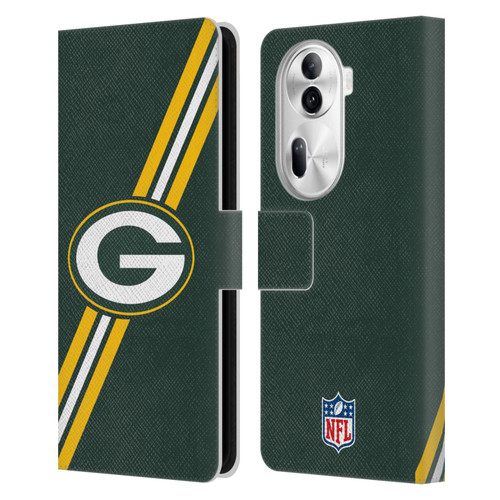 NFL Green Bay Packers Logo Stripes Leather Book Wallet Case Cover For OPPO Reno11