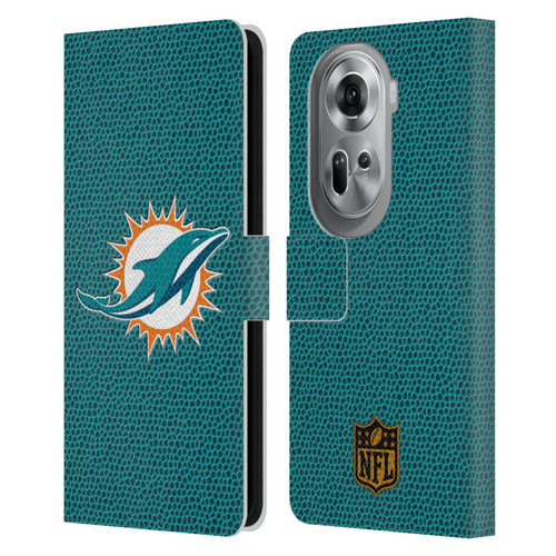 NFL Miami Dolphins Logo Football Leather Book Wallet Case Cover For OPPO Reno11 Pro