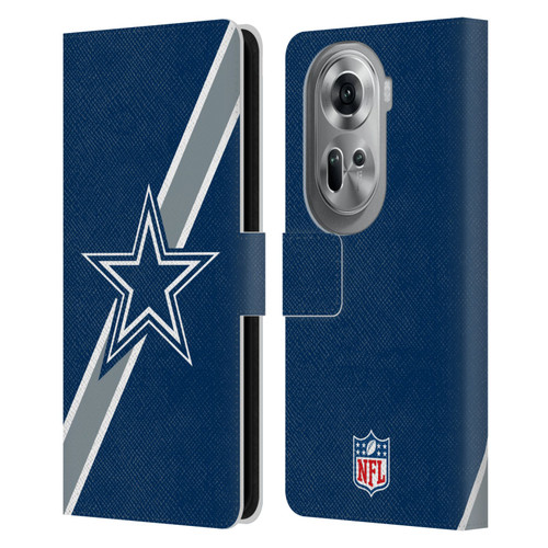 NFL Dallas Cowboys Logo Stripes Leather Book Wallet Case Cover For OPPO Reno11 Pro