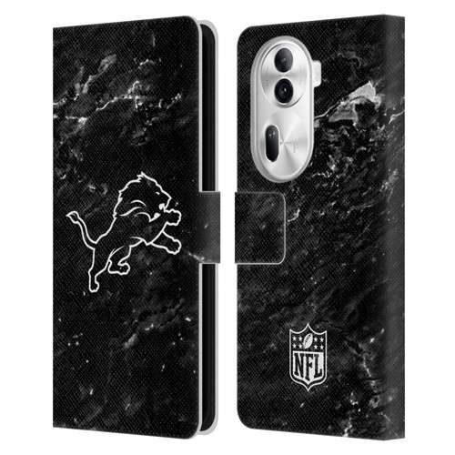 NFL Detroit Lions Artwork Marble Leather Book Wallet Case Cover For OPPO Reno11