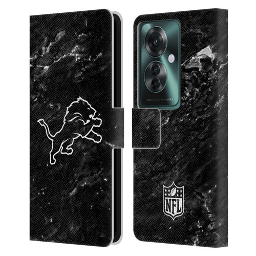 NFL Detroit Lions Artwork Marble Leather Book Wallet Case Cover For OPPO Reno11 F 5G / F25 Pro 5G