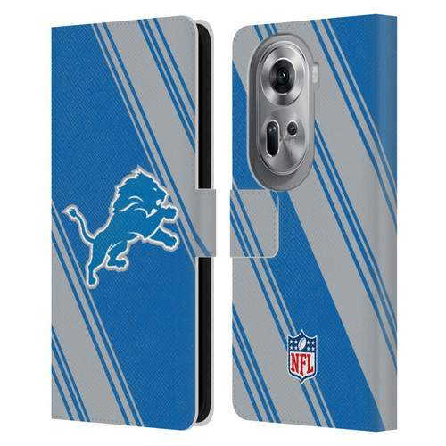 NFL Detroit Lions Artwork Stripes Leather Book Wallet Case Cover For OPPO Reno11 Pro