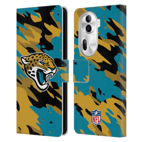 NFL Jacksonville Jaguars Logo Camou Leather Book Wallet Case Cover For OPPO Reno11