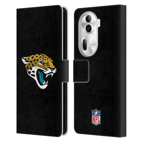 NFL Jacksonville Jaguars Logo Plain Leather Book Wallet Case Cover For OPPO Reno11