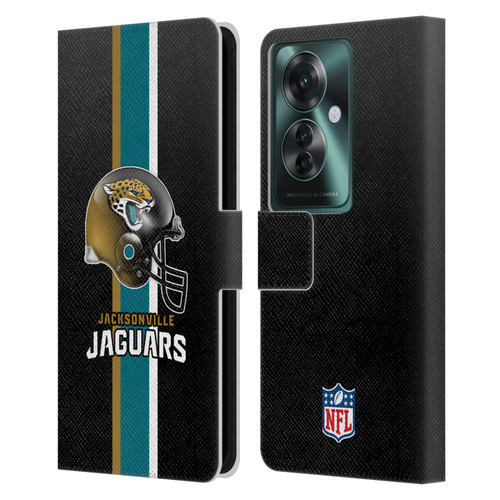 NFL Jacksonville Jaguars Logo Helmet Leather Book Wallet Case Cover For OPPO Reno11 F 5G / F25 Pro 5G