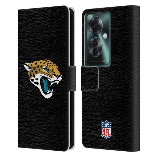 NFL Jacksonville Jaguars Logo Plain Leather Book Wallet Case Cover For OPPO Reno11 F 5G / F25 Pro 5G