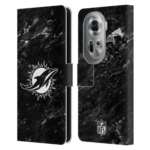 NFL Miami Dolphins Artwork Marble Leather Book Wallet Case Cover For OPPO Reno11 Pro