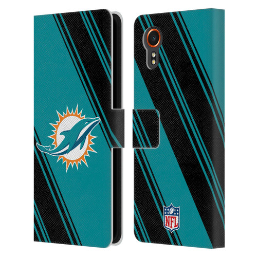 NFL Miami Dolphins Artwork Stripes Leather Book Wallet Case Cover For Samsung Galaxy Xcover7 5G