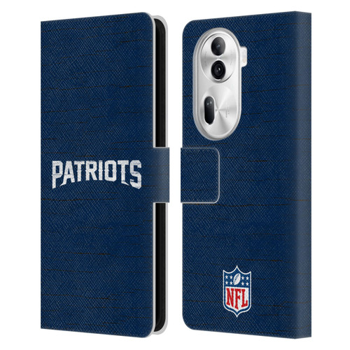 NFL New England Patriots Logo Distressed Look Leather Book Wallet Case Cover For OPPO Reno11