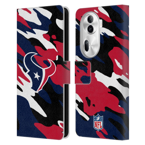 NFL Houston Texans Logo Camou Leather Book Wallet Case Cover For OPPO Reno11