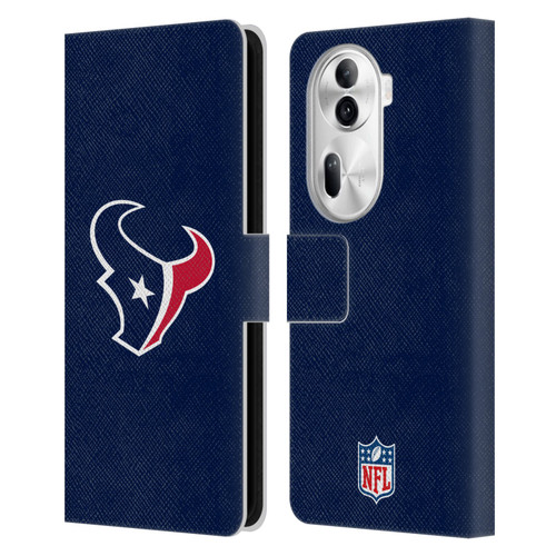 NFL Houston Texans Logo Plain Leather Book Wallet Case Cover For OPPO Reno11