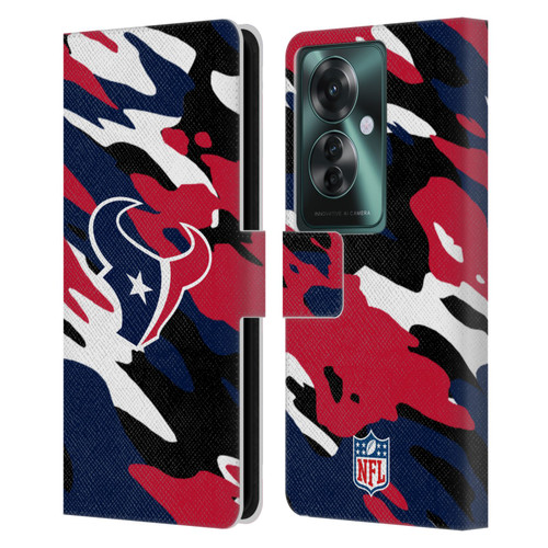 NFL Houston Texans Logo Camou Leather Book Wallet Case Cover For OPPO Reno11 F 5G / F25 Pro 5G