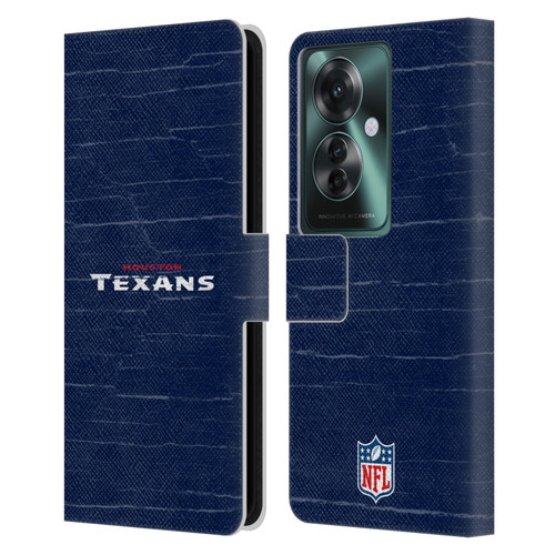 NFL Houston Texans Logo Distressed Look Leather Book Wallet Case Cover For OPPO Reno11 F 5G / F25 Pro 5G