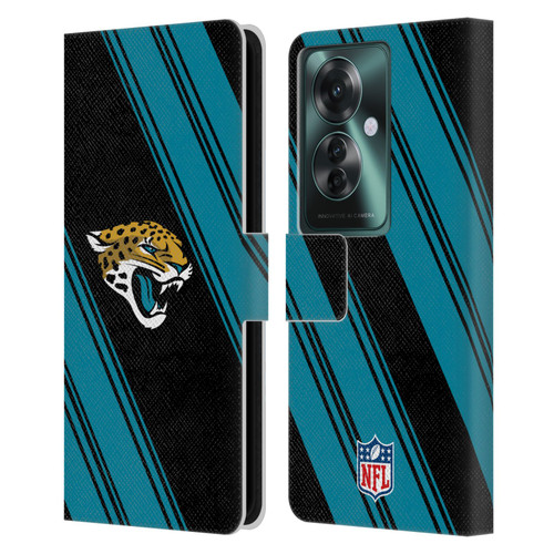 NFL Jacksonville Jaguars Artwork Stripes Leather Book Wallet Case Cover For OPPO Reno11 F 5G / F25 Pro 5G