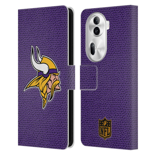 NFL Minnesota Vikings Logo Football Leather Book Wallet Case Cover For OPPO Reno11