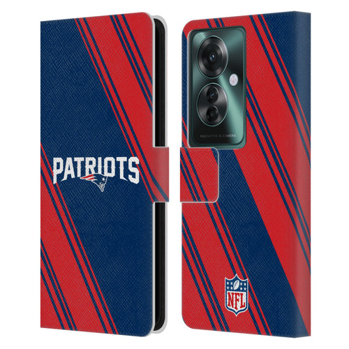 NFL New England Patriots Artwork Stripes Leather Book Wallet Case Cover For OPPO Reno11 F 5G / F25 Pro 5G