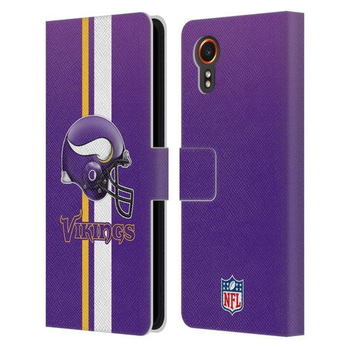 NFL Minnesota Vikings Logo Helmet Leather Book Wallet Case Cover For Samsung Galaxy Xcover7 5G