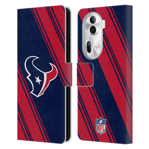 NFL Houston Texans Artwork Stripes Leather Book Wallet Case Cover For OPPO Reno11