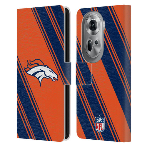 NFL Denver Broncos Artwork Stripes Leather Book Wallet Case Cover For OPPO Reno11 Pro